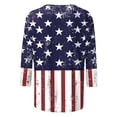 thumbnail image 5 of Xdegoge USA Vintage American Flag Stars Stripes Color Block T Shirt for Women Three Quarter Sleeve Crewneck Casual 4th of July Patriotic Summer Holiday Tees Tops, 5 of 5