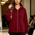 thumbnail image 3 of Iyufng Women's Full Zip Hoodie Jackets, Drawstring Long Sleeve Oversized Loose Hooded Sweatshirt Coat with Pockets for Fall Winter Casual Daily Outfits, 3 of 7