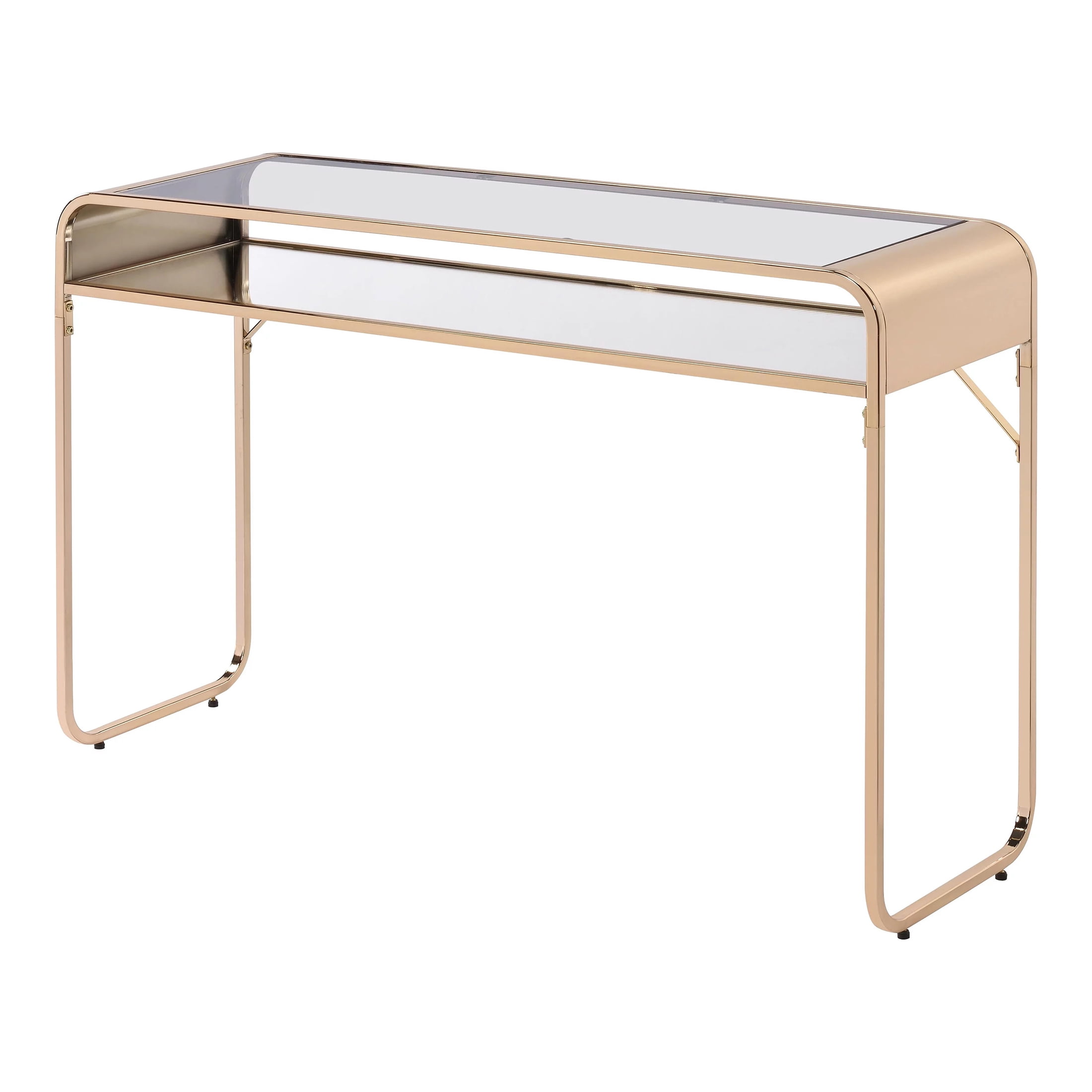 Furniture of America Twila Glass Top Console Table, Gold