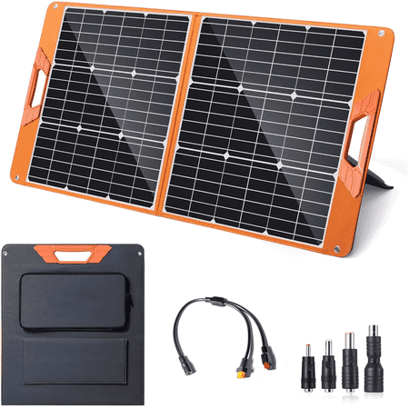 SOLPOWBEN 100W Portable Solar Panel, 24% High-Efficiency Foldable Solar Charger for Power Station Generator, Phones, IP65 Waterproof for Camping RV Off-Grid Emergency