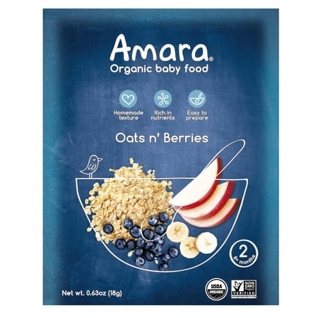 Amara Stage 2 Oats n Berries, Organic Baby Food Better for Baby, Easy for You. (Pack of 5)