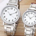 thumbnail image 3 of ColoMX 2 PCS Relojes de pulsera Reloj de pareja de acero inoxidable Reloj de plata Relojes casuales duraderos, 3 of 8