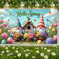 thumbnail image 6 of Colorful Spring Banner Gnome Flower Backdrop Butterfly Tulip Garden Background for Spring Celebration Garden Party Easter Decoration, 6 of 9