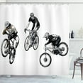 thumbnail image 1 of Ambesonne Black and White Shower Curtain, Sketch Cyclists, 69"Wx70"L, Black and White, 1 of 3
