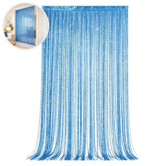 2Pcs Sequin Curtain for Doorway,Door String Curtains, 39x79 inch Hanging,Closet Bedroom Blind Living Room Divider,Window Wall Panel Fringe Backdrops Sheer no Beads Beaded Decorative,Blue