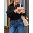 thumbnail image 6 of Women Knitted Crop Cardigan Shirt Short Sleeve Button Down Ribbed Knit Crop Top Y2k Outwear Top Tee Shirt Black S, 6 of 7