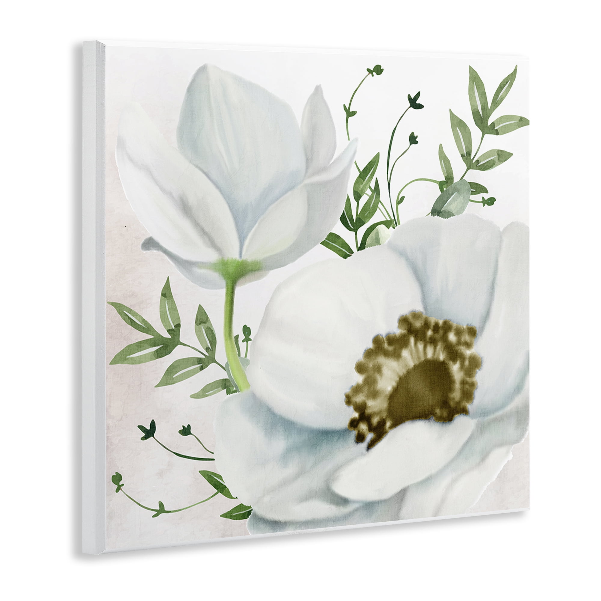 Stupell Industries Magnolia & Leaf Sprigs Plants & Flowers Painting Unframed Art Print Wall Art, 12 x 12