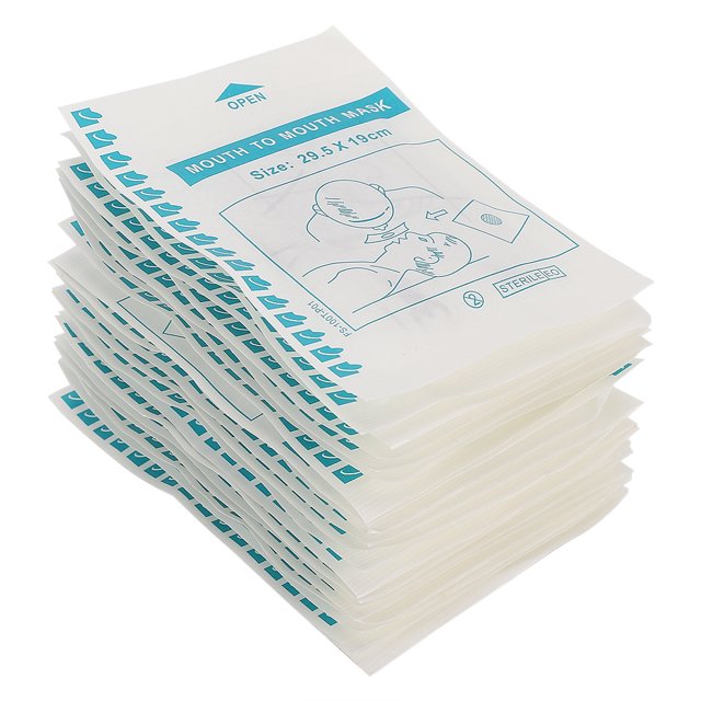 20 piezas de PVC desechable boca a boca, protección facial de respiración Artificial, Kit de emergencia, accesorio de entrenamiento