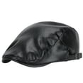 thumbnail image 2 of Men's Herringbone Flat Ivy Newsboy Hat Men's Casual Solid Leather Beret Fashion All Match Ancients Couple Forward Hat Black, 2 of 4