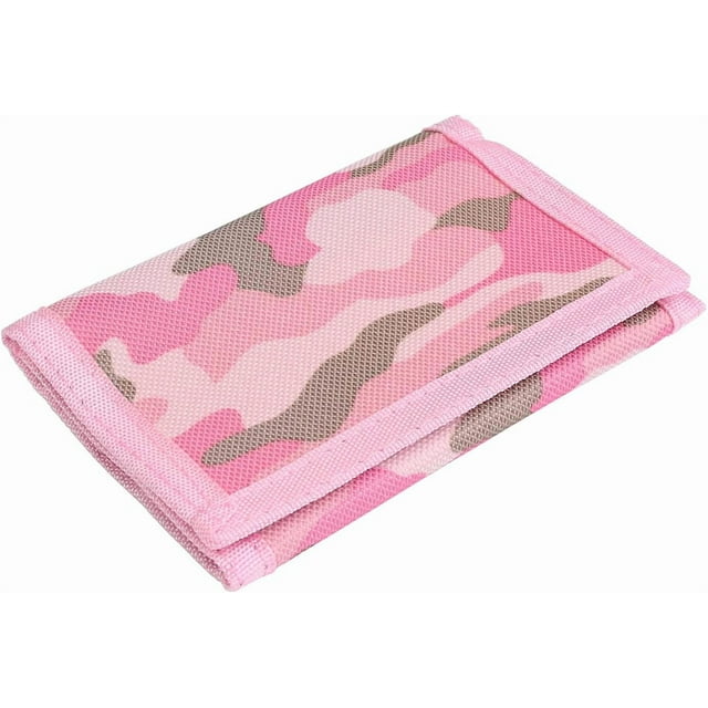 Rfid Wallet Camouflage Wallet Nylon Trifold Wallets For Men,mini Trifold Coin Purse With Zipper For Kids (pink) Pink -
