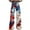 C, variant on Women's 4 of July Print Pants High Waist Wide Leg Button Down Casual Denim Look Trousers