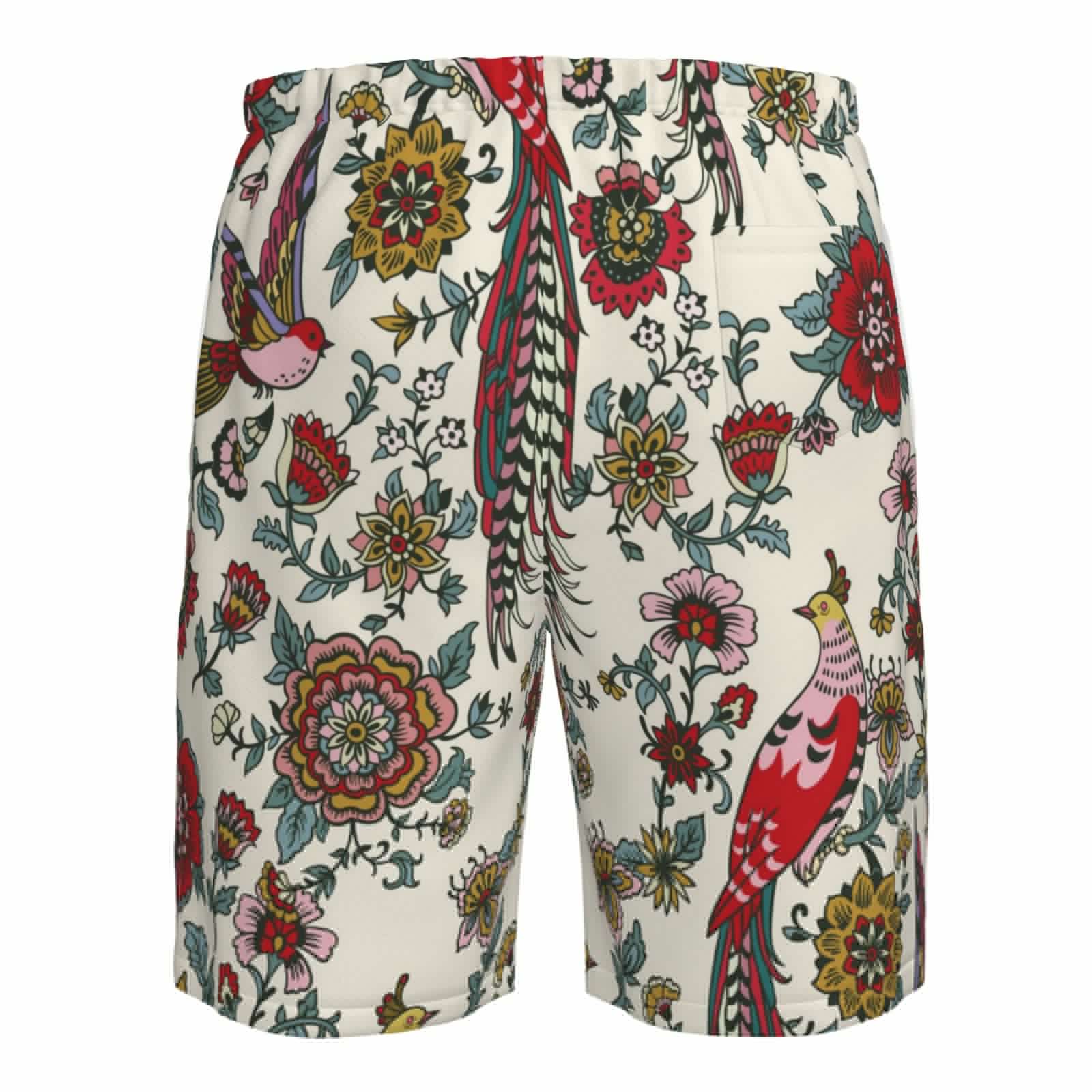 thumbnail image 6 of Kll Dark Enchanted Flowers And Birds Men'S Casual Summer Beach Shorts Hawaiian Shorts With Pockets-Large, 6 of 9