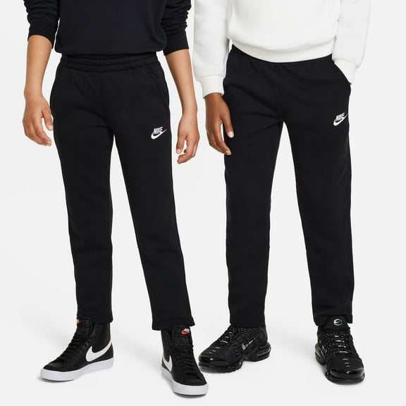 Nike Sportswear Club Fleece Big Kids' Open-Hem Pants Color: Black/White Size: L