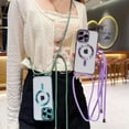 thumbnail image 4 of Funda magnética transparente con cordón cruzado para iPhone 16, 15, 14, 13, 12, 11 Pro Max Plus, funda trasera galvanizada de TPU suave Magsafe Silver For iphone 14, 4 of 6