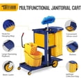 thumbnail image 4 of TUFFIOM Janitorial Cart with Key-Locking Cabinet, 3-Shelf Commercial Cleaning Cart, Housekeeping Caddy with Locker,Wheeled with Yellow Vinyl Bag, Black, Great for Hotel, Stores, Schools, and Business, 4 of 8