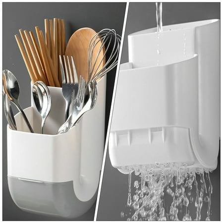 

Chopstick Cage 1Pc Chopstick Cage Kitchen Tableware Holder Wall-mounted Spoon Cage (White)
