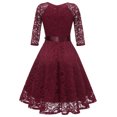thumbnail image 4 of Vestido plisado de encaje de ganchillo de mujer vintage Vestido de fiesta de noche Irfora borgoña/XXL, 4 of 7