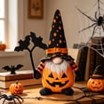 thumbnail image 2 of Halloween Gnome Plush Dressed in Pumpkin Outfit, Spooky Faceless Doll Ornament with Tall Witch Hat and Wand, Soft Fabric Swedish Tomte Elf Figurines for Table Tiered Tray Home Office Decor, A, 2 of 6
