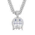 thumbnail image 4 of 1Pcs Ice Face Emoji Pendant Covered in Diamonds Hanging from a Luxurious Silver Cuban Link Chain, 4 of 5