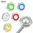thumbnail image 2 of Leke 3pcs 19mm Push Button Switch LED Light 12V 24V Momentary Waterproof with Wire, 2 of 4