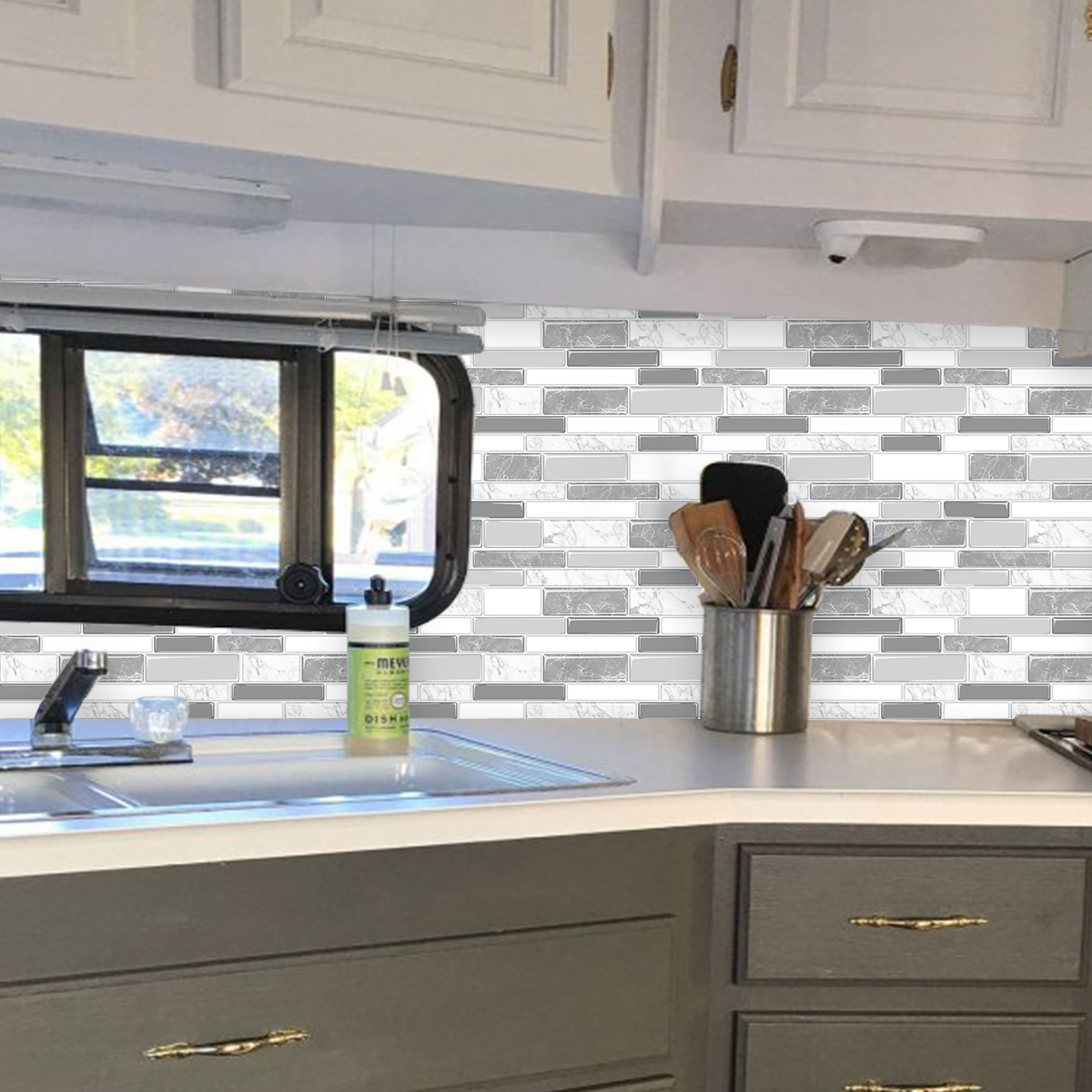 STICKGOO Grey Marble Peel and Stick Backsplash Tile for Kitchen and Bathroom(10 Pcs)