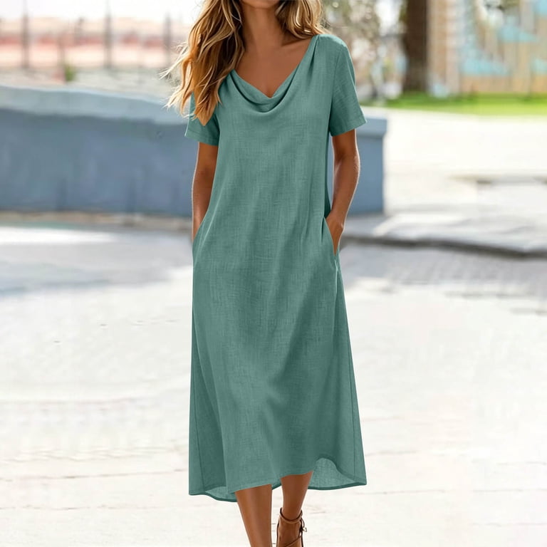 linen blend summer dress UNTUCKit Women's Linen Blend Sleeveless Amara Dress
