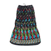 Mogul Womens Gothic Skirt Black Printed Cotton A-line Flirty Long Skirts