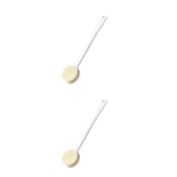 Yuarrent Cepillo exfoliante para baño, mango largo, exfoliante para la piel, ducha, depurador de doble cara, colgante, suministros para el Blanco 2Conjunto