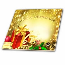 3dRose, Merry Christmas, 8 Inch Glass Tile