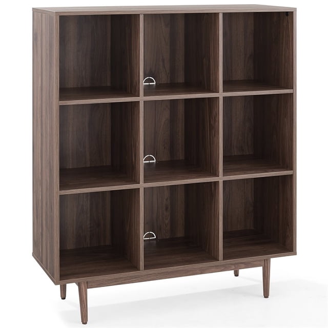 Crosley Bibliothèque en Bois 9 Compartiments Noyer
