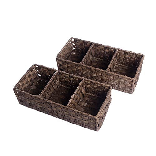 Hosroome Toilet Paper Basket Larger Compartments Storage For Tank Top Bathroom Organizer Bin Decorative Set Of 2 Brown Com Hosroome Toilet Paper Basket Larger, Toilet Tank Storage Bin