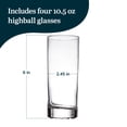 thumbnail image 3 of Libbey Aspen Highball Drinking Glasses Set of 4, 10.5 Oz, Clear, Stylish Retro Tall Glass Cups, Modern Bar Glassware for Cocktails, Mojito, and More, 3 of 6