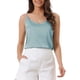 thumbnail image 1 of Camiseta de satén para mujer, top sin mangas con escote en V, elegante y casual, camisa de dormir 2026 S gris azul, 1 of 6