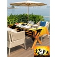 thumbnail image 5 of Outdoor Tablecloth with Umbrella Hole for Patio/Picnic/Party/Camping, Players Silhouette Waterproof Table Cloth Rectangle Table Cover Washable, Orange Yellow Sunset Glow Football (54"x 80"), 5 of 9