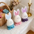 thumbnail image 6 of Easter Decorations, White Bunny Rabbit Eggs Set of 3, Small Plastic Figurines for Spring Party Favors, Table Centerpieces, Mantel Shelf Accents, Indoor Holiday Ornaments, 6 of 7