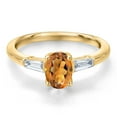 thumbnail image 3 of Gem Stone King 10K Yellow Gold Orange Red Madeira Citrine and Lab Grown Diamond Engagement Ring for Women | 0.90 Cttw | Oval 7X5MM | Gemstone November Birthstone | Size 9, 3 of 6