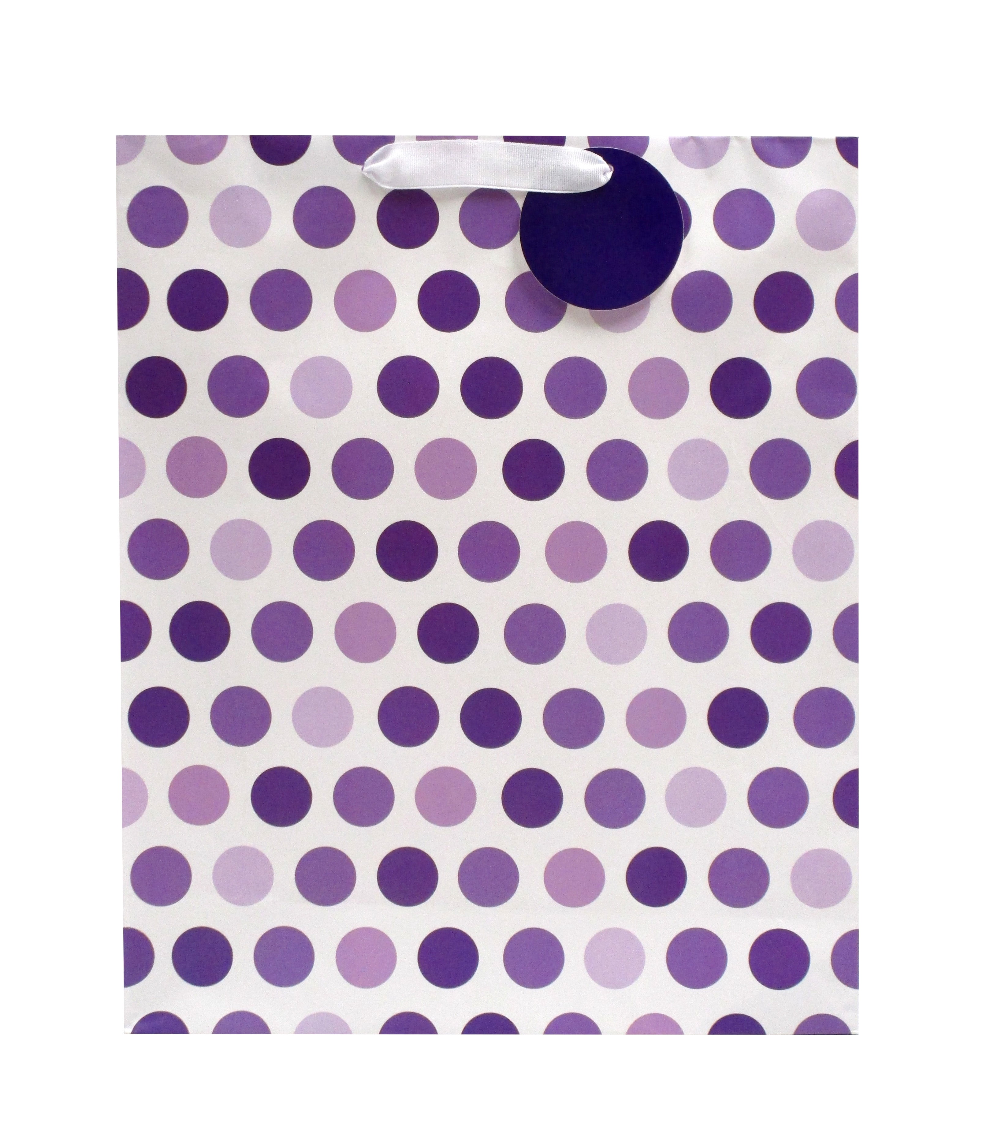 Purple Polka Dot Print Paper Gift Bag, 14.5" x 17.5", by Way To Celebrate