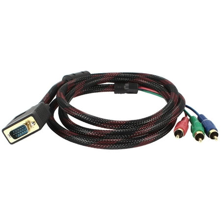 Unique Bargains 5ft VGA 15 Pin DB15 Male to 3 RCA Male Audio Video LCD Monitor Extension Cable