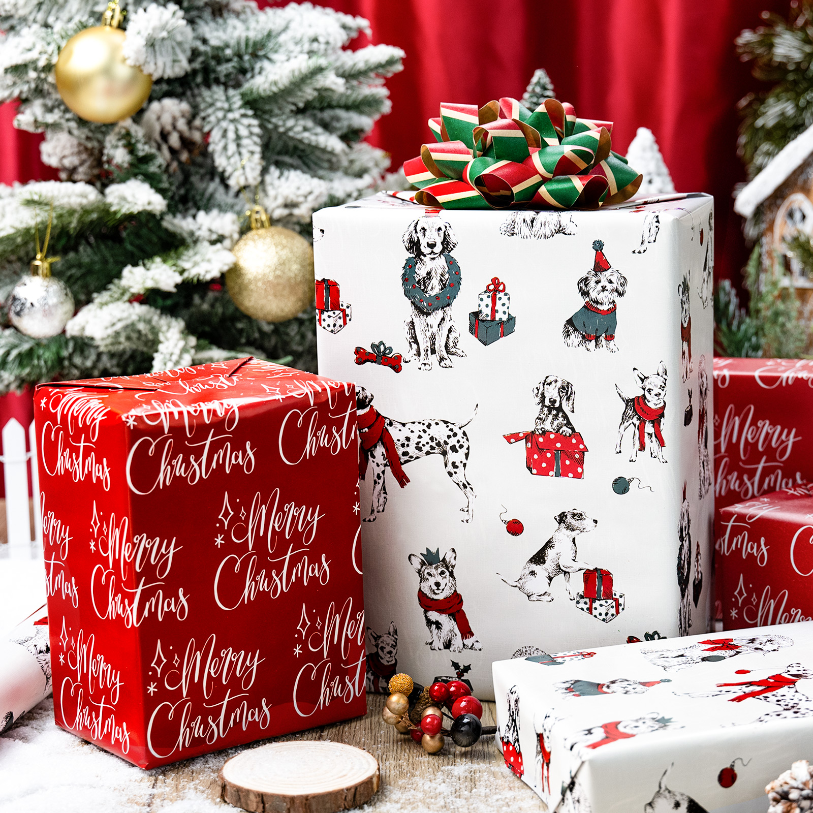HOMERAL Reversible Christmas Dog Wrapping Paper photo 2