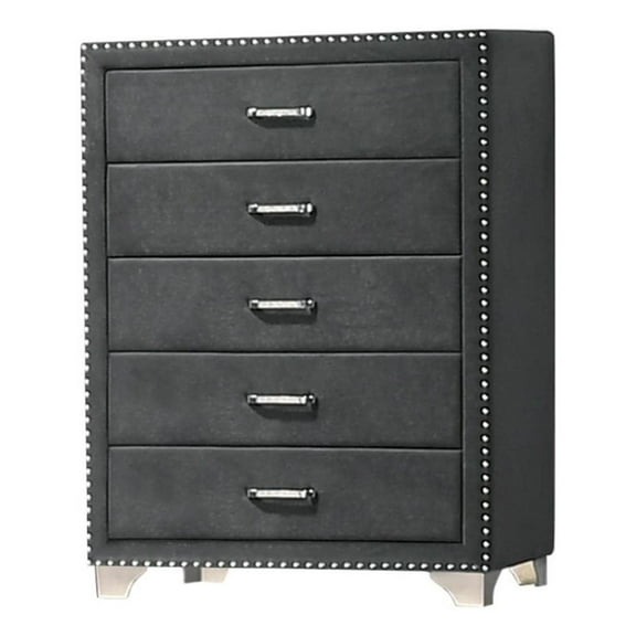 Melody 5-drawer Upholstered Chest Grey
