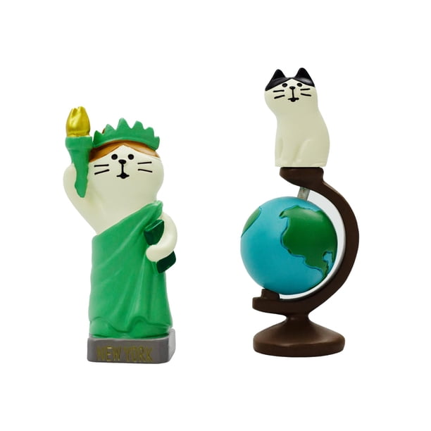 Raqwi Lindo Mini Gato Sosteniendo La Antorcha Estatuilla Lindo Gato De Pie En El Globo Estatuilla para La Decoración del Hogar De La Oficina Regalo Lindo Lindo del Gato para Los Amantes De Los Gatos