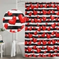 thumbnail image 4 of Valentines Day Shower Curtain Set - 72" x 78" Washable Bathtub Curtain with 12 Hooks, Red Love Hearts Romantic Black Stripes Waterproof Fabric Stall Shower Curtains for Bathroom/Bathtub Décor, 4 of 6