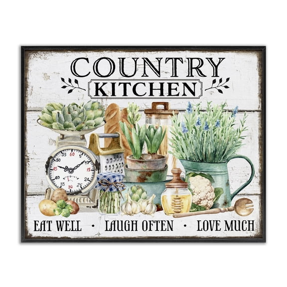 Stupell Industries Country Kitchen Still Life Food & Beverage Painting Black Framed Art Print Wall Art, 14 x 11