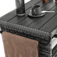 thumbnail image 2 of Gzxs Outdoor Bar Cart with Storage Cabinet, Patio Wicker Buffet Sideboard Prep Table, Kitchen Serving Cart with Rolling Wheels & Handle, Portable Beverage Bar Table with Open Shelf, Brown, 2 of 8