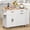 White, variant on Meteorleg Rolling Kitchen Island with Drop Leaf, Tilt Out Kitchen Trash Cabinet 10 Gallon Storage, Kitchen Cart Island with Rubber wood Top, Spice Rack and Drawers,Black