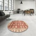 thumbnail image 4 of Ahgly Company Machine Washable Indoor Round Abstract Pastel Orange Area Rugs, 7' Round, 4 of 7