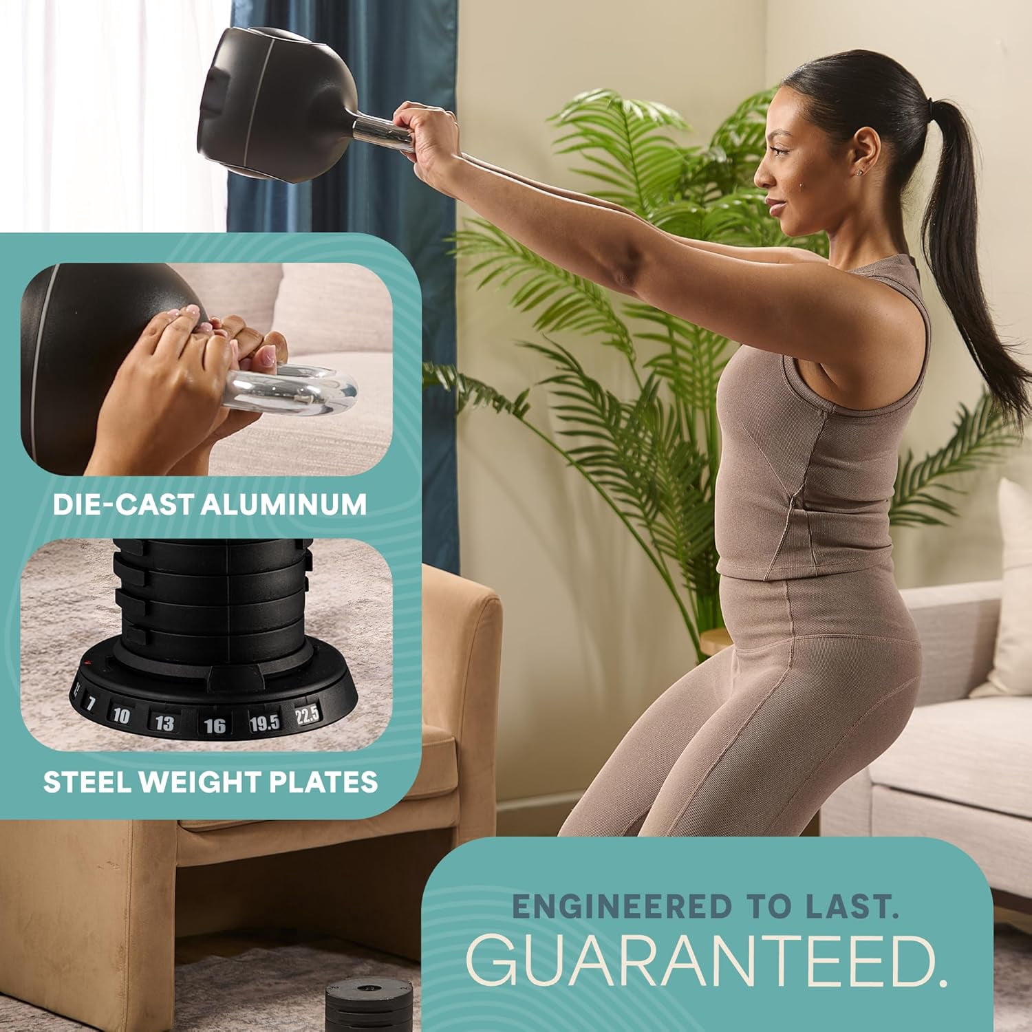 LifePro Adjustable Kettlebell – 7-in-1 Rep Adjustable Kettle Bell Adjustable Weight Set for Men & Women – Compact Home & Gym Strength Training Kettlebells