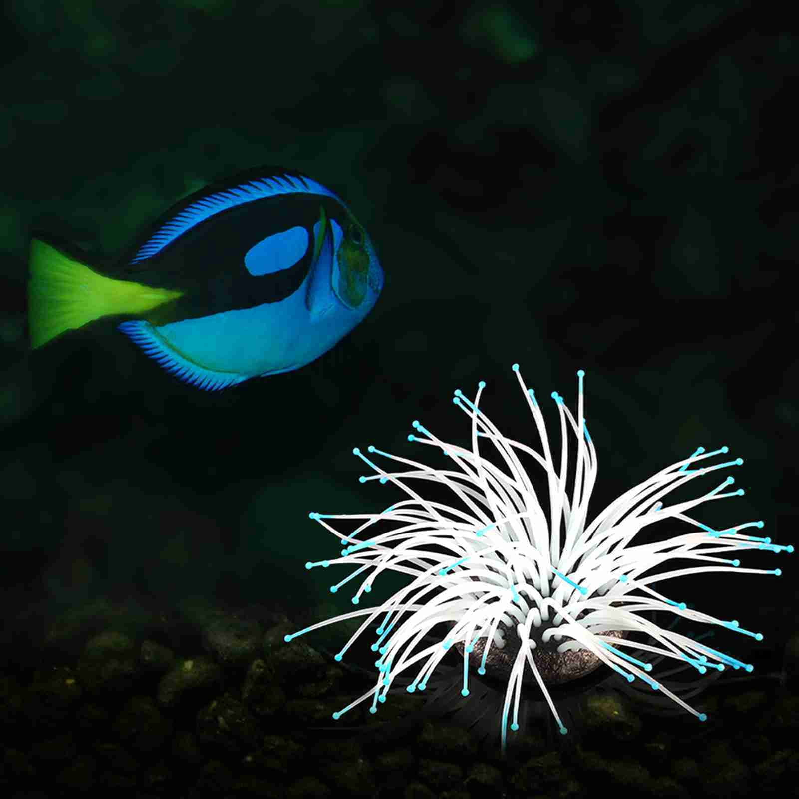 Aquarium Fish Tank Decoration Artificial Silicone Sea Anemone with Glowing Effect Fish Tank Aquarium Ornament