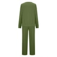 thumbnail image 4 of Scyoekwg Women's 2 Piece Sweater Set Tracksuit Round Neck Side Split Long Sleeve Tops Pullover Wide Leg Pants Casual Workout Athletic Matching Two Piece Sweatsuits (Army Green,XXXXL), 4 of 5