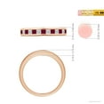 thumbnail image 4 of ANGARA Natural Channel Square Ruby and Diamond Half Eternity Ring in 14K Rose Gold for Women (Size-2mm) | July Birthstone, Birthday, Anniversary, Jewelry Gift for Women | Natural Ruby Ring, 4 of 9